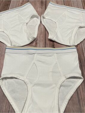Small Stafford Dry & Cool White Men’s Briefs with Stripe Waistband Lot of 3 NWOT